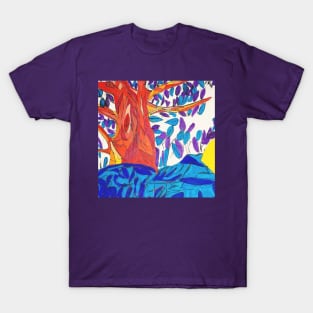 Contrast Color Tree: orange, yellow, purple, and blue T-Shirt